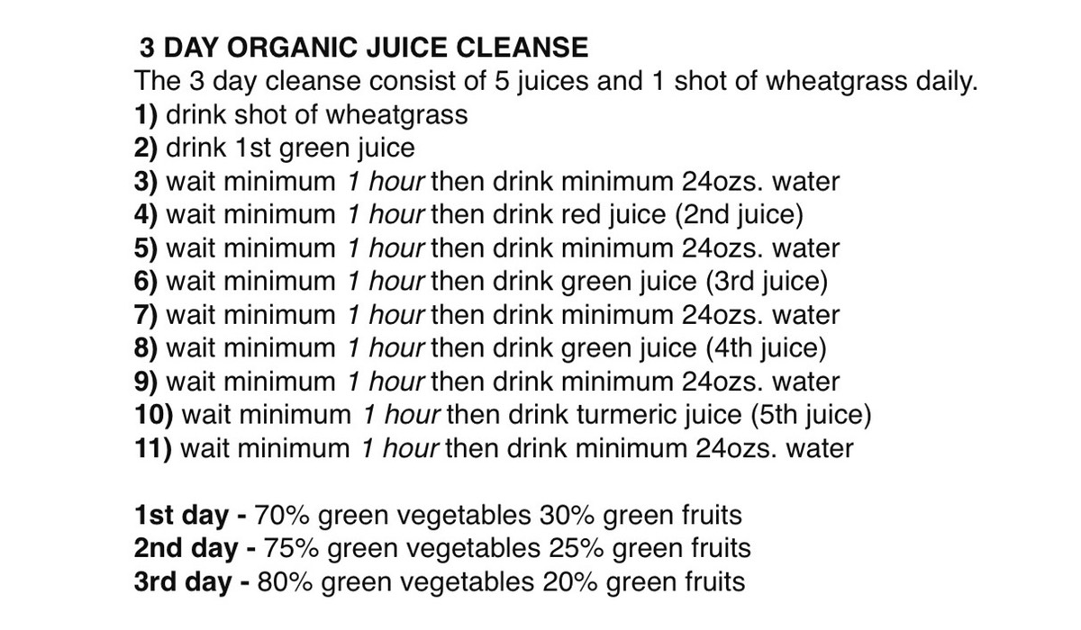 Instructions-3 Day Cleanse